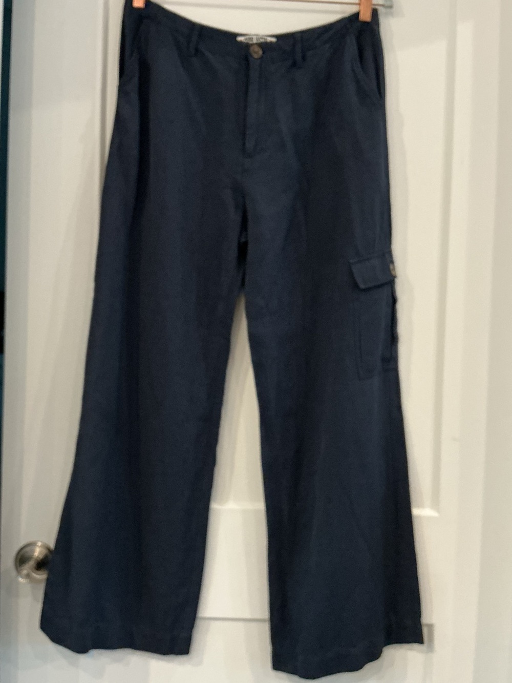 Ciao Lucia Navy Wide-Leg Cargo Pants, Linen blend, Women’s size 10